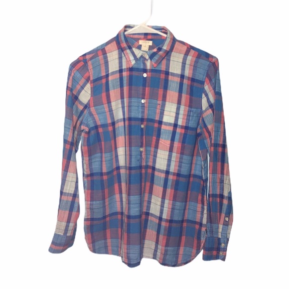 Woman J. Crew Factory Plaid Button Down Shirt SP - Picture 2 of 8